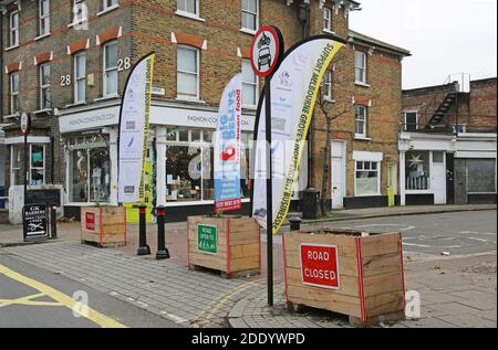Street closure in Melbourne Grove, East Dulwich, London, UK. Part of Southwark's controversial StreetSpace scheme for safer residential roads, 2020. Stock Photo
