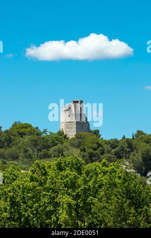 Nimes (south-eastern France): Tour Magne, Gallo Roman tower, part of the city walls Stock Photo