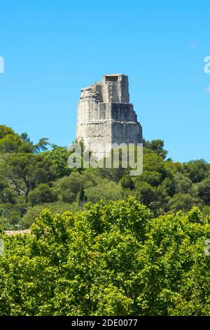 Nimes (south-eastern France): Tour Magne, Gallo Roman tower, part of the city walls Stock Photo