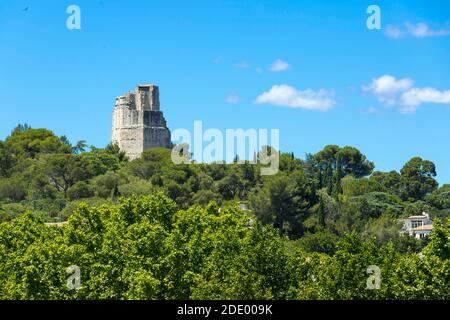 Nimes (south-eastern France): Tour Magne, Gallo Roman tower, part of the city walls Stock Photo