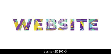 The word WEBSITE concept written in colorful retro shapes and colors illustration. Stock Vector