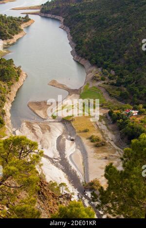An aerial view of the Rio Verde valley in Spain Stock Photo