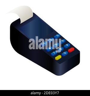 Card reader icon isometric. 3d vector creative minimalistic illustration. POS Terminal bank payment machine isolated on white background. Processing N Stock Vector