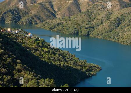 The lake in the Rio Verde Valley in Southern Spain which supplies The Costa del Sol with water Stock Photo