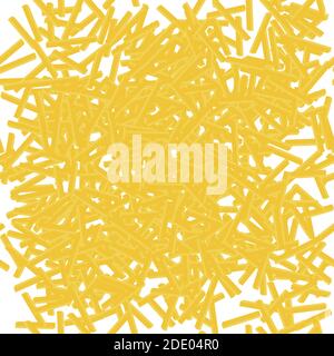 Yellow French Fries Pattern. Fry Potato Chips on White Background. Slices of Tasty Vegetable. Stock Vector