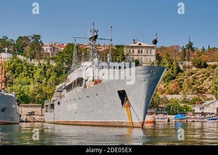 Sevastopol, Russia - September 26, 2020: Physical fields control vessel SFP-183 at the berth of the South Bay of Sevastopol. Black Sea Fleet of Russia Stock Photo