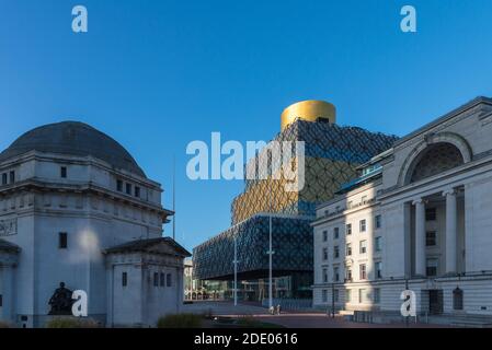 Hall of Memory, Library of Birmingham and Baskerville House in Centenary Square,Birmingham, UK Stock Photo