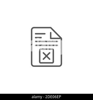 Cancel document file page restricted x icon color, line, outline vector sign, linear style pictogram isolated on white. Symbol, logo illustration. Pix Stock Vector