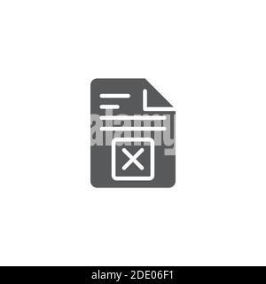 Cancel document file page restricted x icon color, line, outline vector sign, linear style pictogram isolated on white. Symbol, logo illustration. Pix Stock Vector