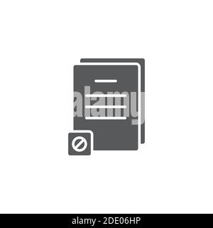 Document icon with not allowed sign color, line, outline vector sign, linear style pictogram isolated on white. Symbol, logo illustration Stock Vector