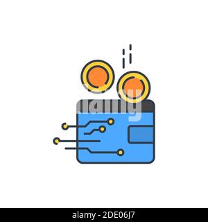 digital wallet creative  color, line, outline vector sign, linear style pictogram isolated on white. Symbol, logo illustration Stock Vector