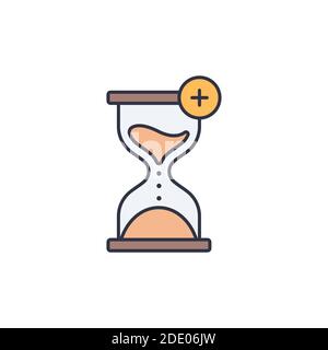 Extra hour, extra time color, line, outline vector sign, linear style pictogram isolated on white. Symbol, logo illustration Stock Vector