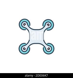 drone color, line, outline vector sign, linear style pictogram isolated on white. Symbol, logo illustration Stock Vector