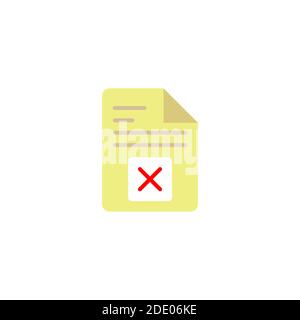 Cancel document file page restricted x icon color, line, outline vector sign, linear style pictogram isolated on white. Symbol, logo illustration. Pix Stock Vector