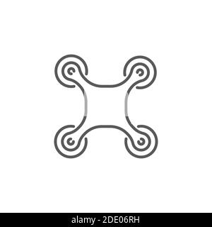 drone color, line, outline vector sign, linear style pictogram isolated on white. Symbol, logo illustration Stock Vector