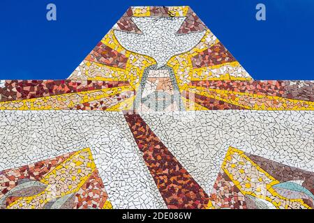 The Jesus Christ mosaic at the top of a catholic church in Boracay Island,Philippines Stock Photo