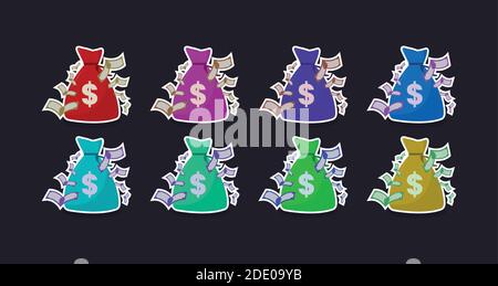 NEW!!!! Dollar money bag icon set vector isolated Stock Vector