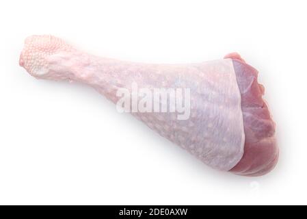 Raw turkey leg, drumsticks isolated on white, top view Stock Photo