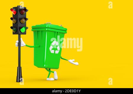 Premium Photo  Recycle sign green garbage trash bin on a white background.  3d rendering