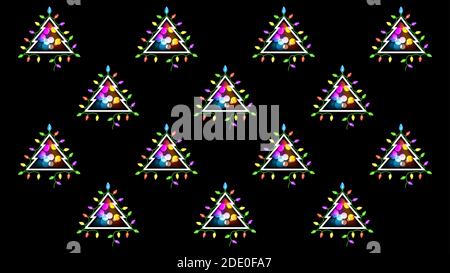 Christmas tree and garland lights on black background Stock Vector
