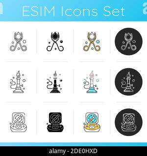 Laboratory instruments black glyph icons set on white space Stock ...