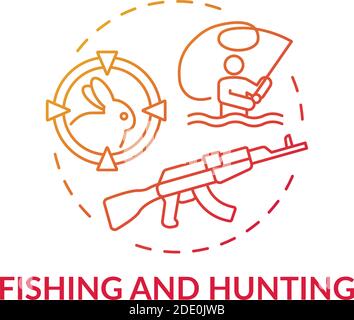 Fishing and hunting red gradient concept icon Stock Vector