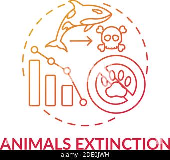 Animals extinction red gradient concept icon Stock Vector