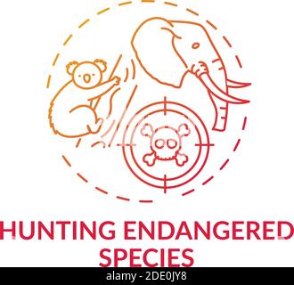 Hunting endangered species red gradient concept icon Stock Vector