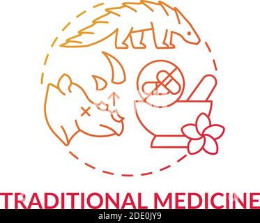 Traditional medicine red gradient concept icon Stock Vector