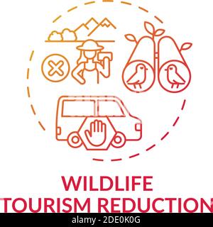 Wildlife tourism reduction red gradient concept icon Stock Vector