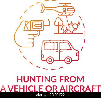 Hunting from a vehicle or aircraft red gradient concept icon Stock Vector