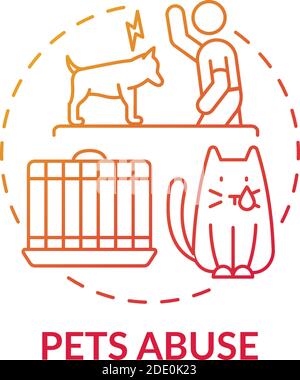 Pets abuse red gradient concept icon Stock Vector