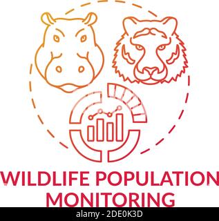 Wildlife population monitoring red gradient concept icon Stock Vector
