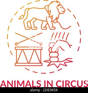 Animals in circuses red gradient concept icon Stock Vector