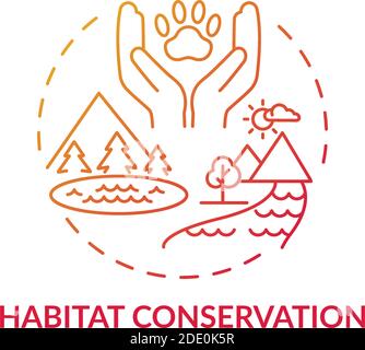 Habitat conservation red gradient concept icon Stock Vector