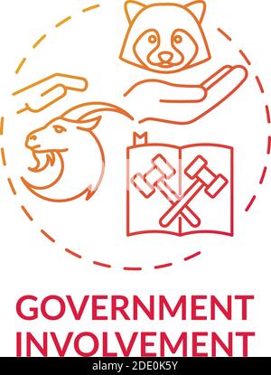 Government involvement red gradient concept icon Stock Vector