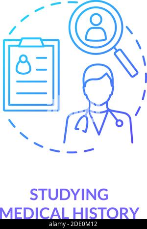 Studying patient medical history concept icon Stock Vector