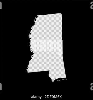 Mississippi US state stencil map. Laser cutting template on transparent background. Die cut vector shape. Silhouette mockup for any purposes. Stock Vector