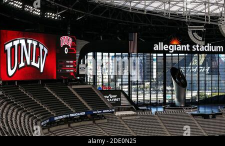 Las Vegas, NV, USA. 27th Nov, 2020. An interior photo of Allegiant Stadium prior to the start of the NCAA football game featuring the Wyoming Cowboys and the UNLV Rebels in Las Vegas, NV. Christopher Trim/CSM/Alamy Live News Stock Photo