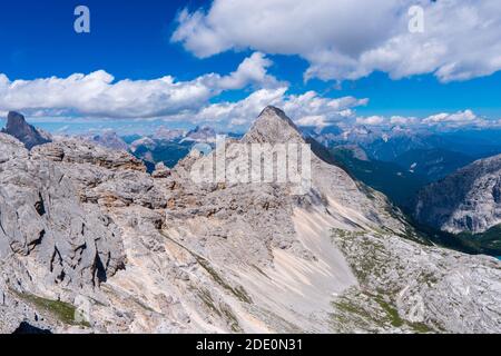 Rock Debris (Talus) in Summer, Punta Nera and Croda Rotta, Dolomites, Alps, Italy Stock Photo