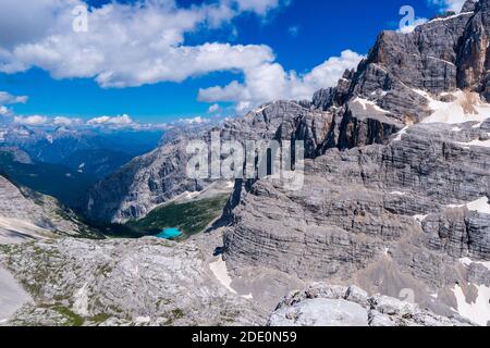 Rock Debris (Talus) in Summer, Punta Nera and Croda Rotta, Dolomites, Alps, Italy Stock Photo