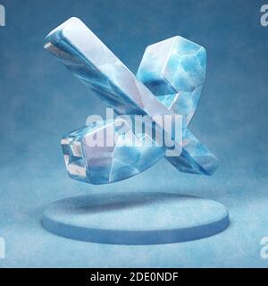 Phone icon. Cracked blue Ice Phone symbol on blue snow podium. Social ...