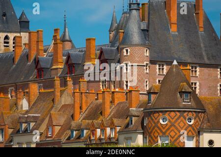 France, Loiret (45), Gien, old town and the castle of Gien Stock Photo