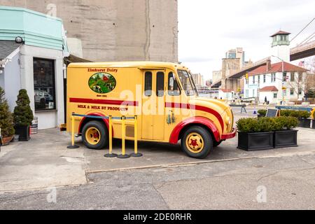 vintage DIVCO  Elmhust dairy van in Brooklyn New York City Stock Photo