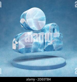 User Lock icon. Cracked blue Ice User Lock symbol on blue snow podium. Social Media Icon for website, presentation, design template element. 3D render Stock Photo