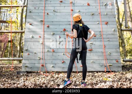 Sports Woman Climbing Outfit On Safety Stock Photo 2287436847