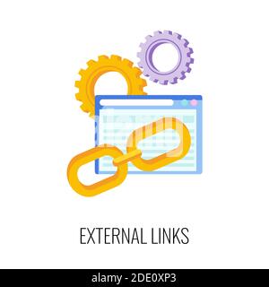 External link flat icon. SEO, increase the quantity and quality of traffic Stock Vector