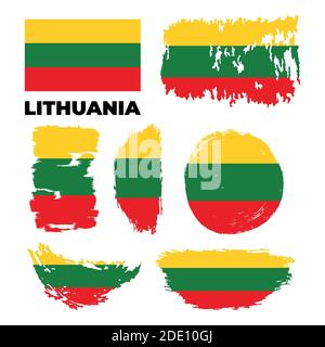 Grunge Lithuania flags set. Vector stock illustration Stock Vector