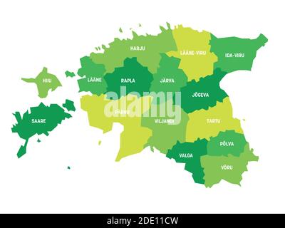 Estonia Political Map Of Administrative Divisions Counties Blank   Green Political Map Of Estonia Administrative Divisions Counties Simple Flat Vector Map With Labels 2de11cw 