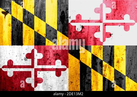 Artistic rendering of the Maryland state flag with grunge texture ...